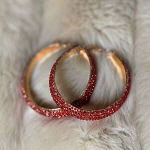 Med. Sized Elegant Red Crystal Hoop Earrings